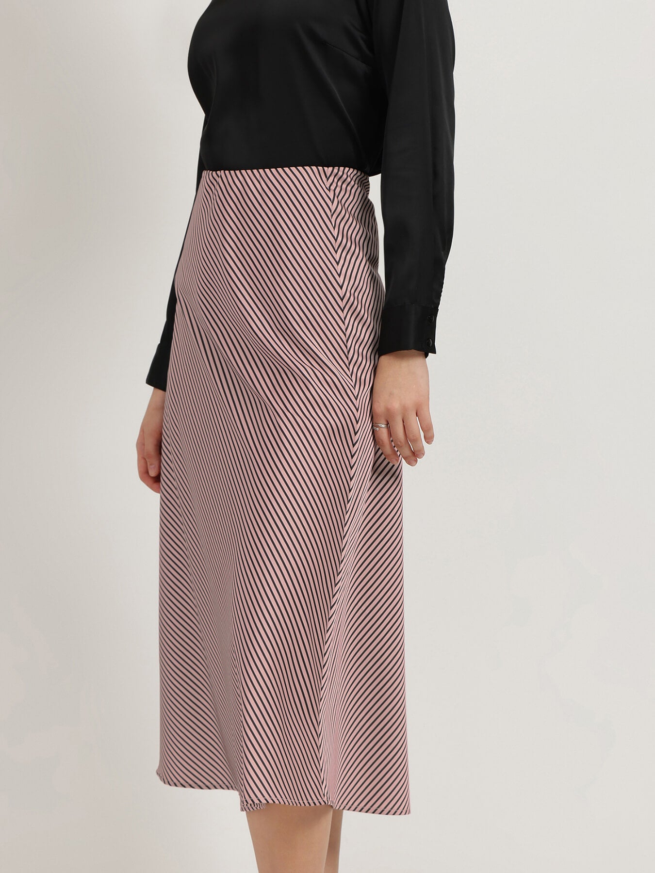 Satin Flared Skirt - Dusty Pink