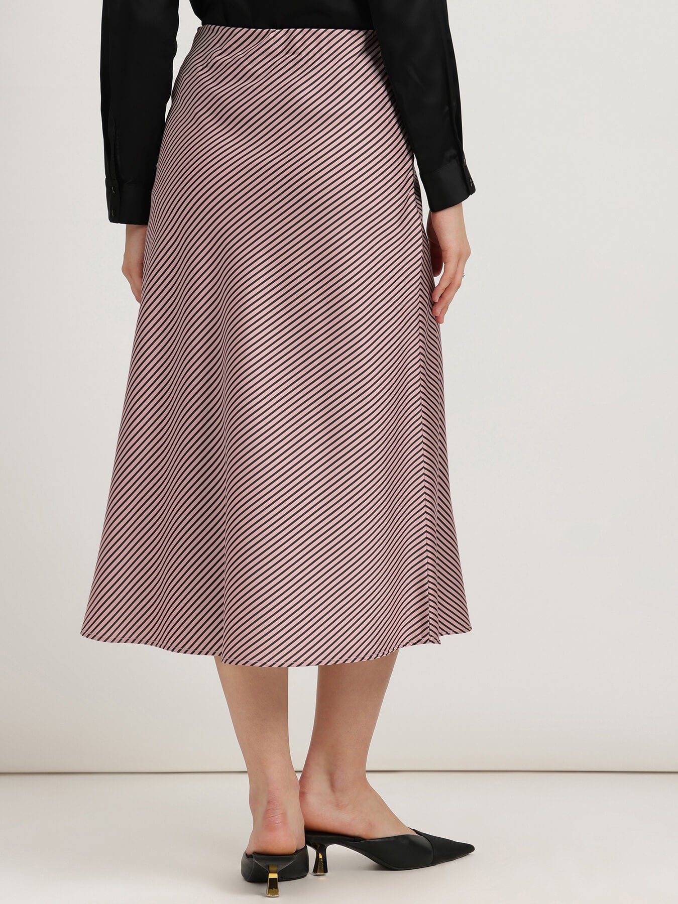 Satin Flared Skirt - Dusty Pink