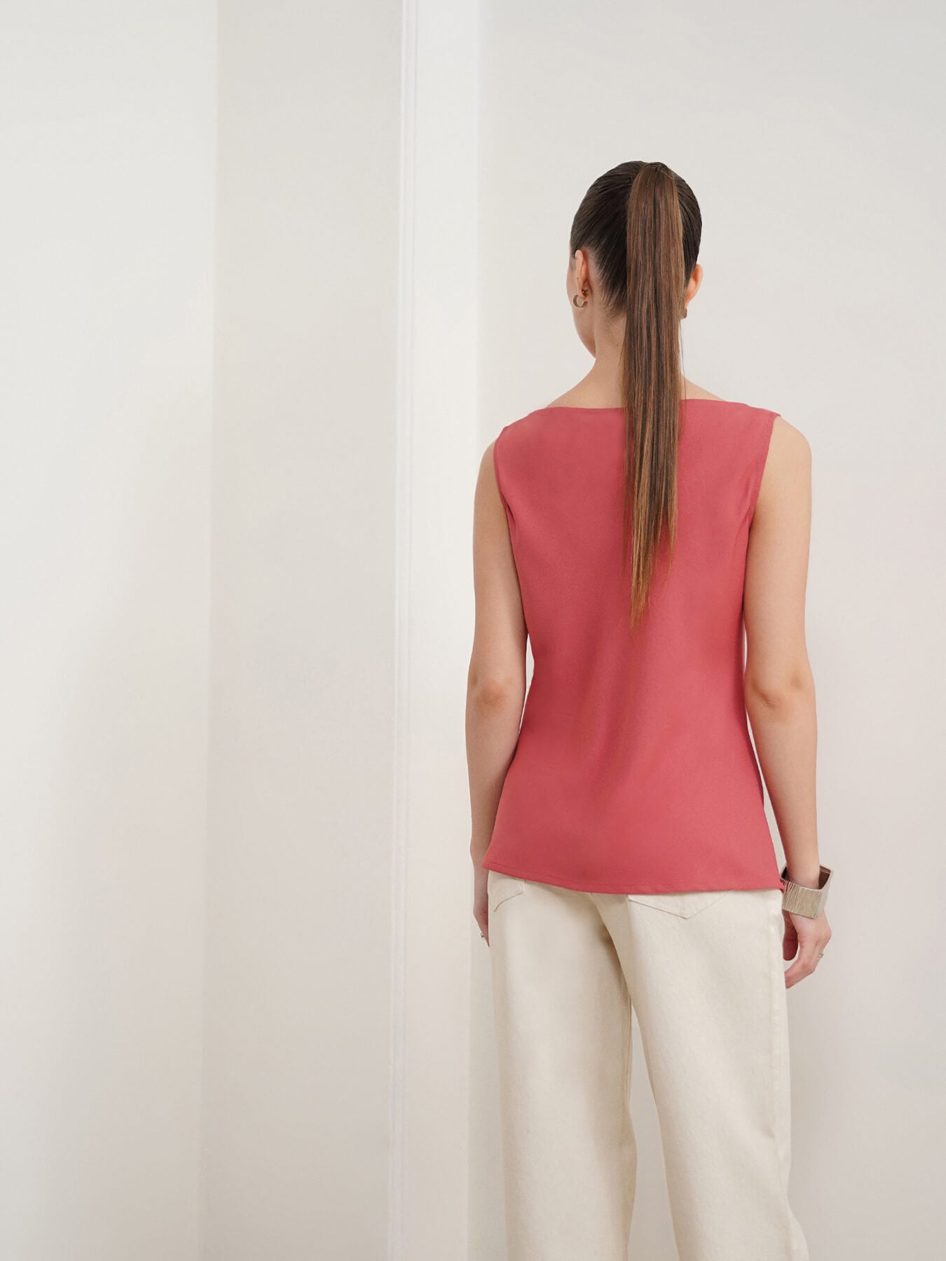 Cowl Neck Top - Red