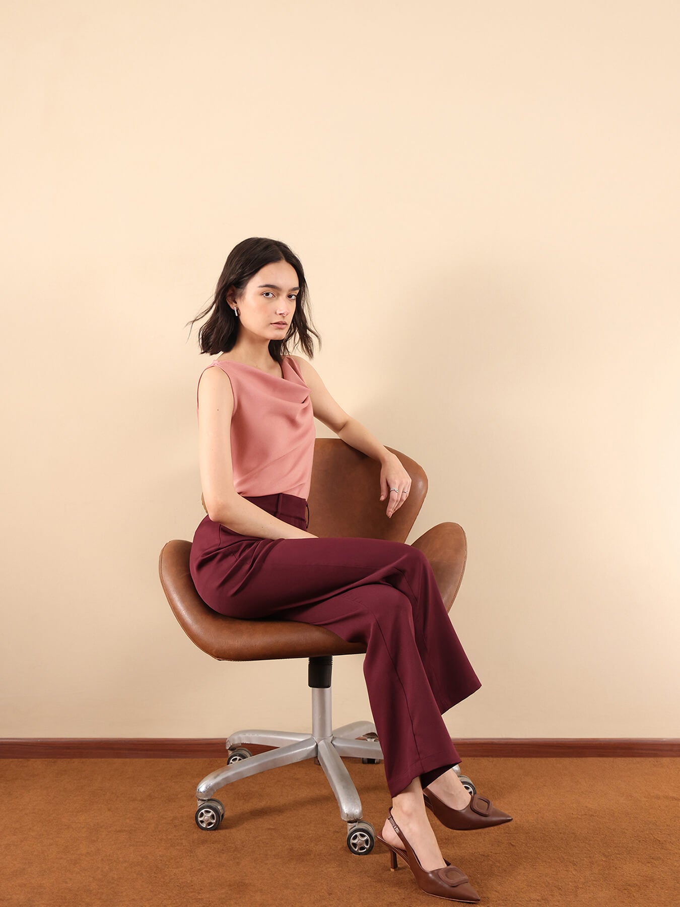 Cowl Neck Top - Pink