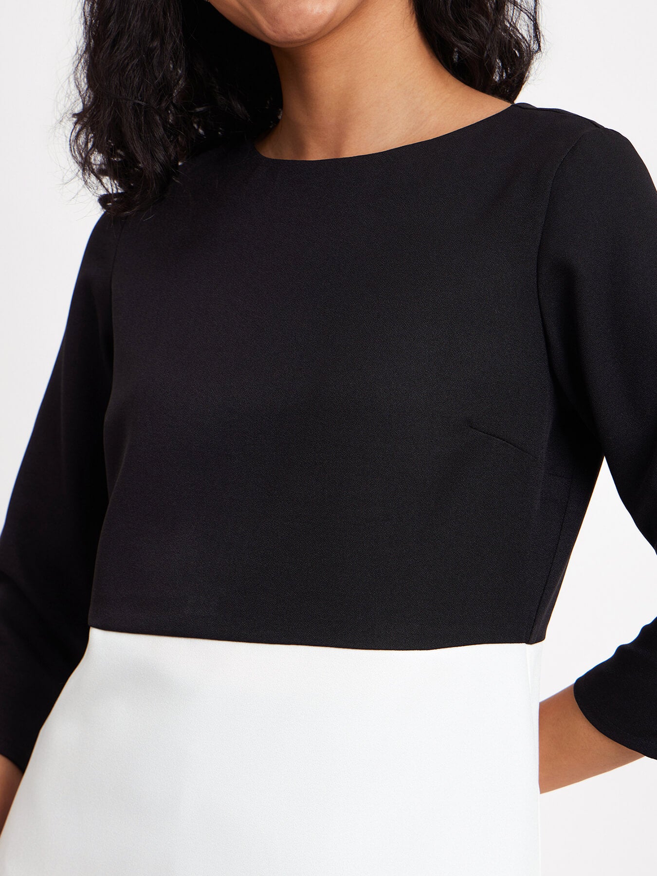 Boat Neck Colour Block Top - Black And White