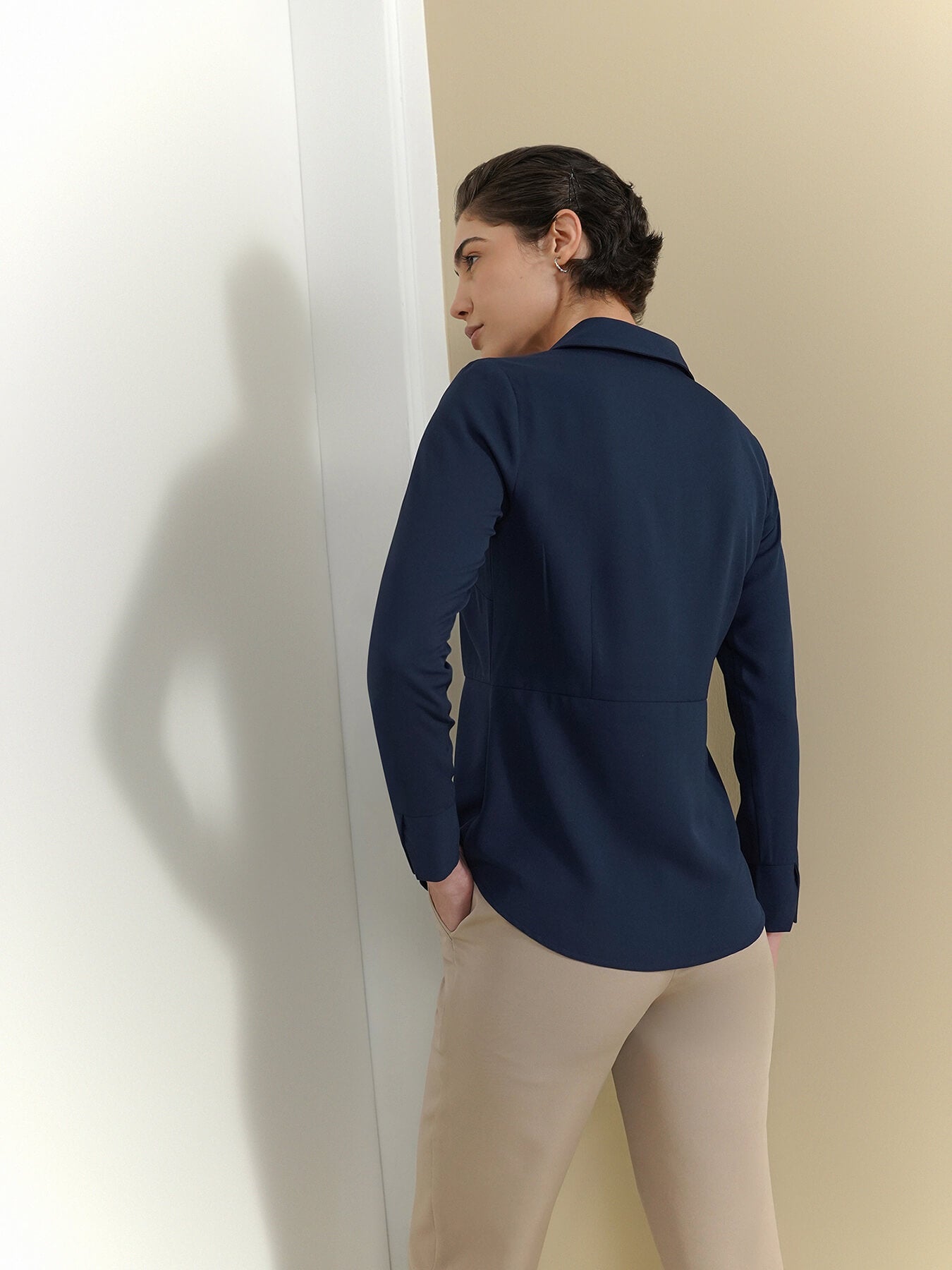 V-Neck Top - Navy Blue