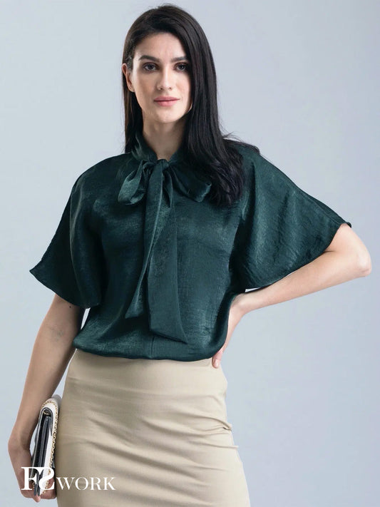 Satin Two Way Top - Green