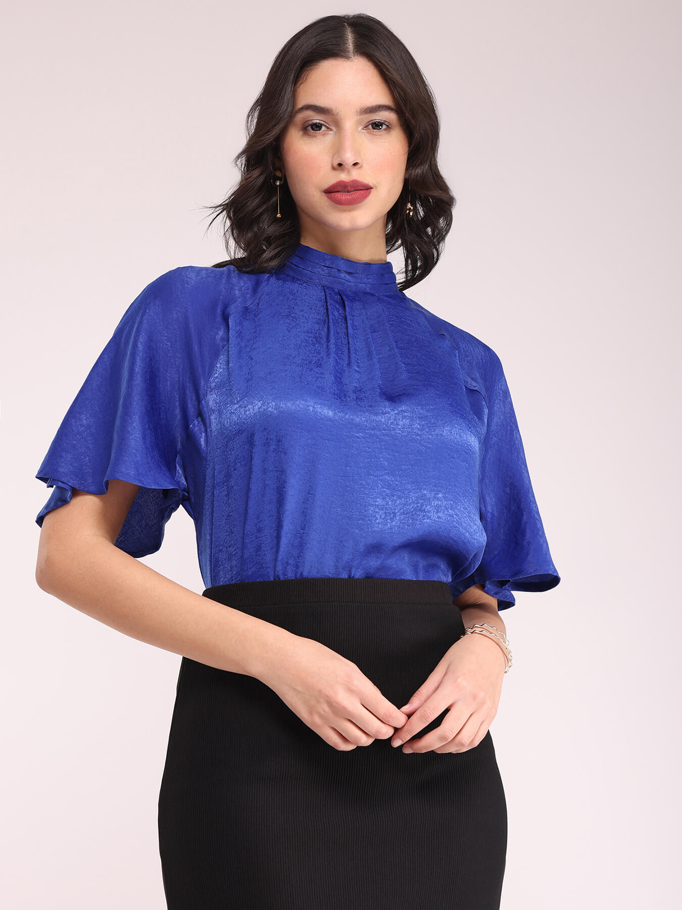 Satin Tie-up Top - Blue