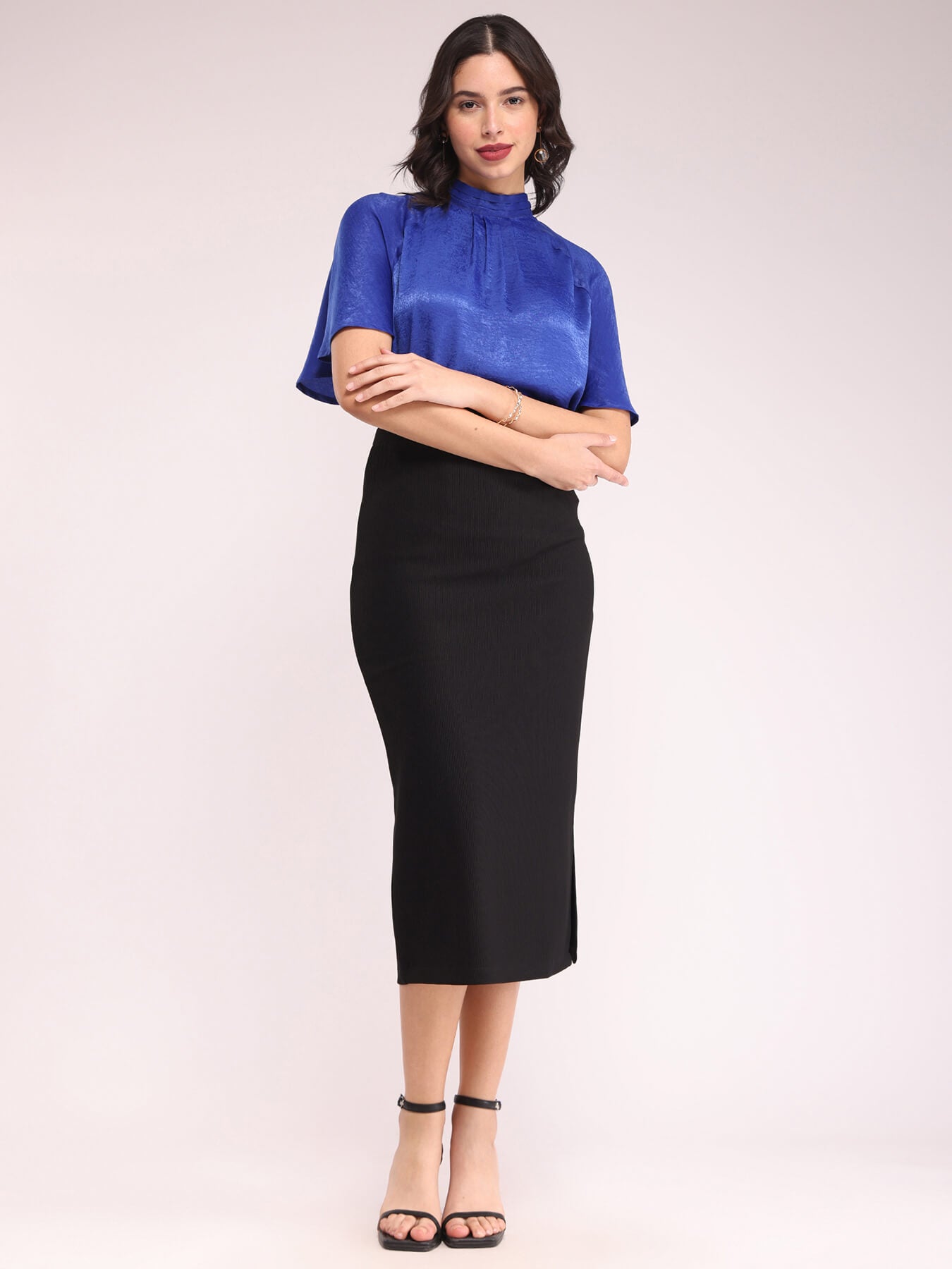 Satin Tie-up Top - Blue