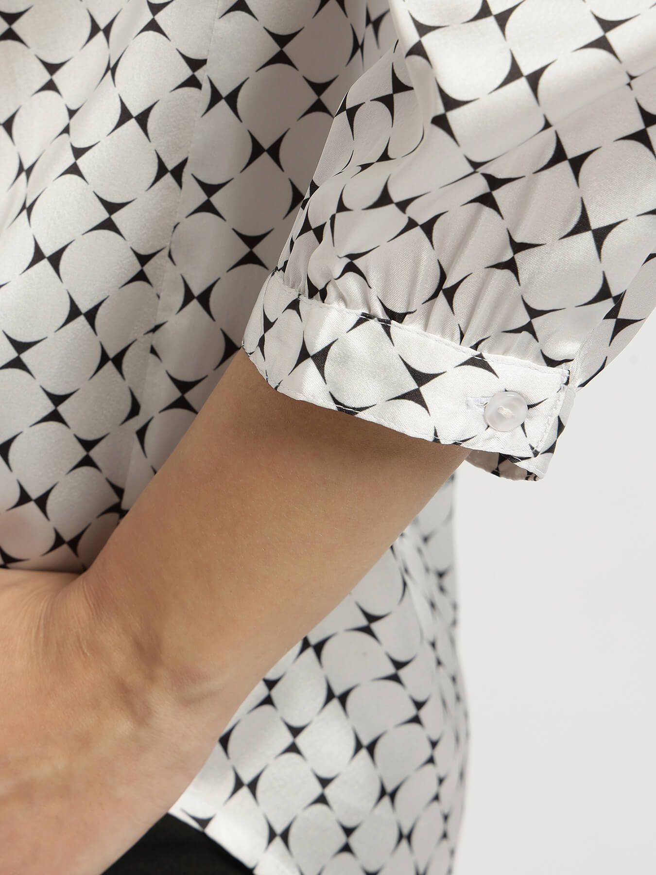 Satin Front-Pleat Top - Off White