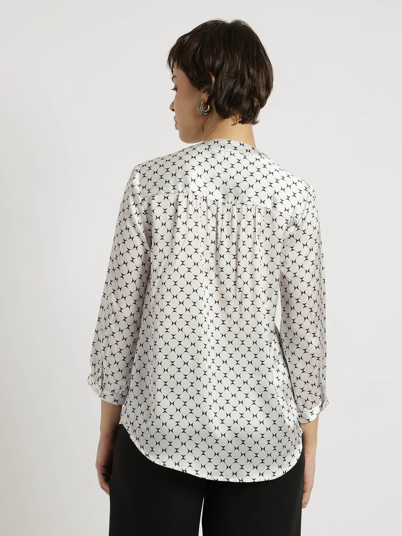Satin Front-Pleat Top - Off White
