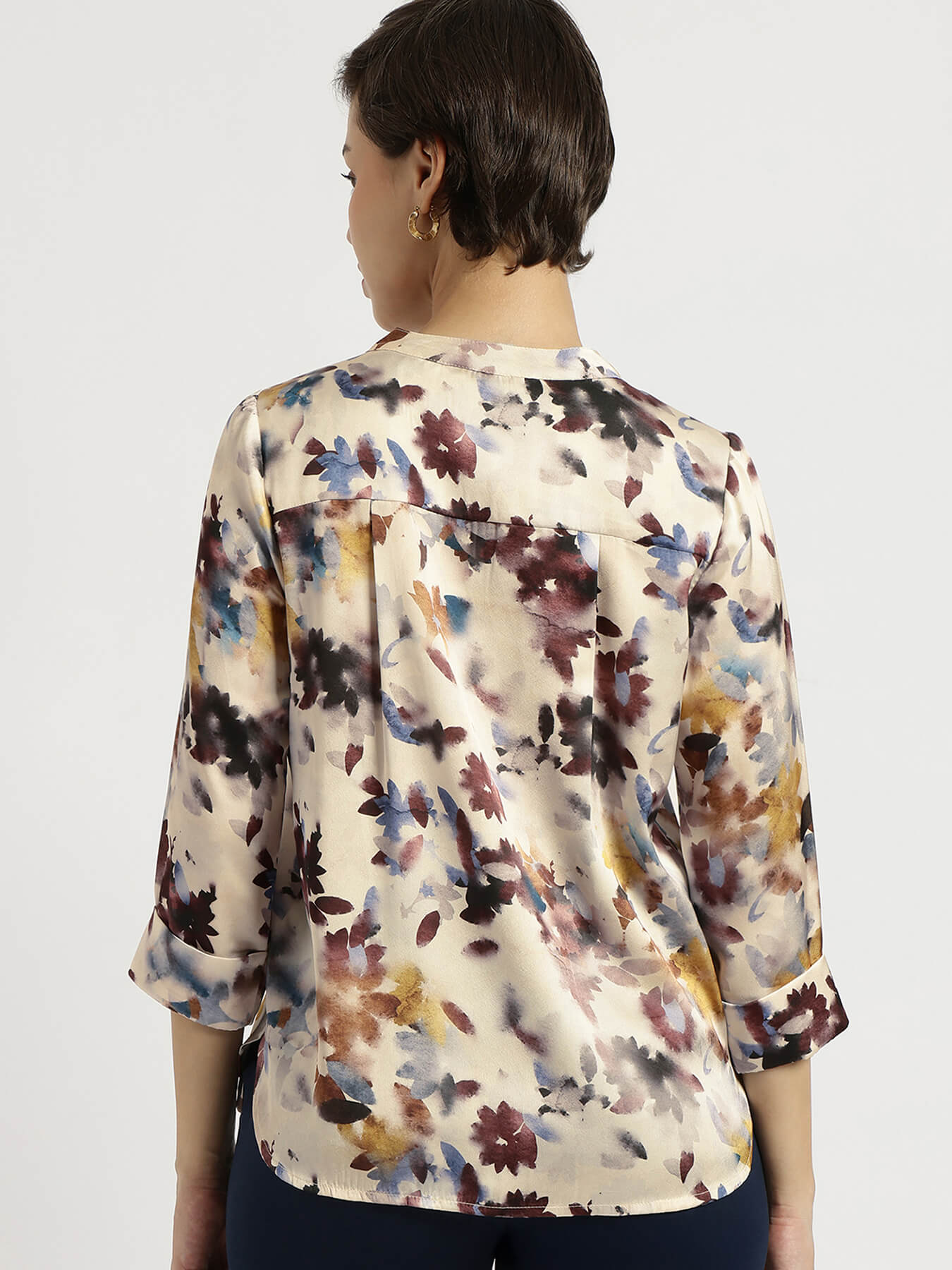 Satin Floral Top - White