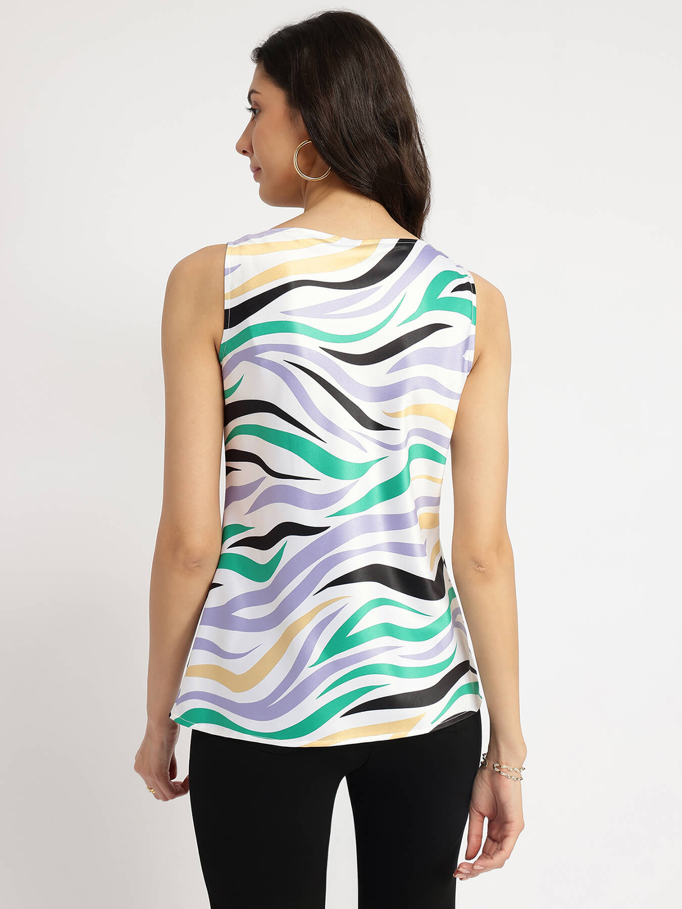 Satin Cowl Neck Top - White