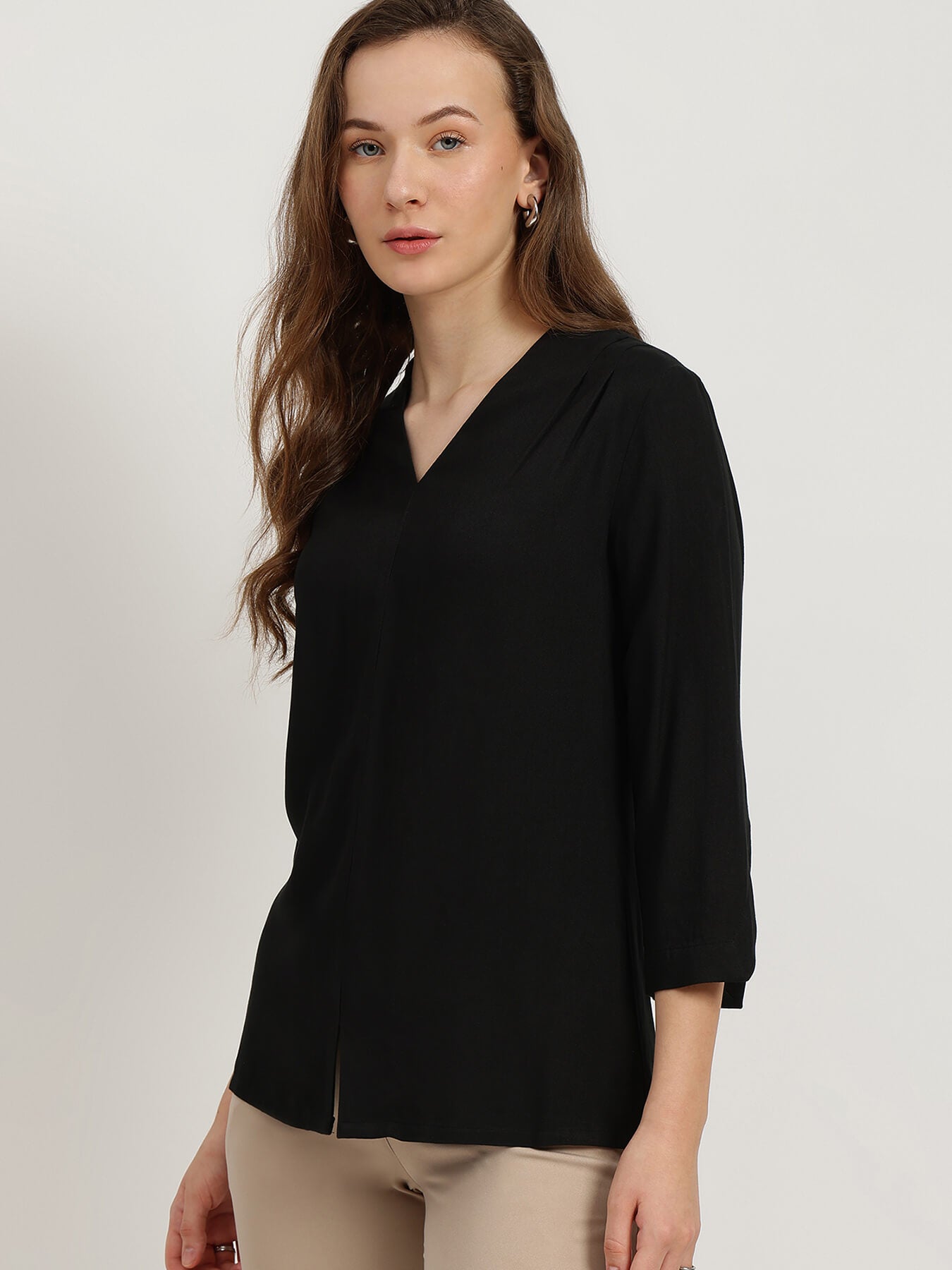 Cutout Sleeve Top - Black