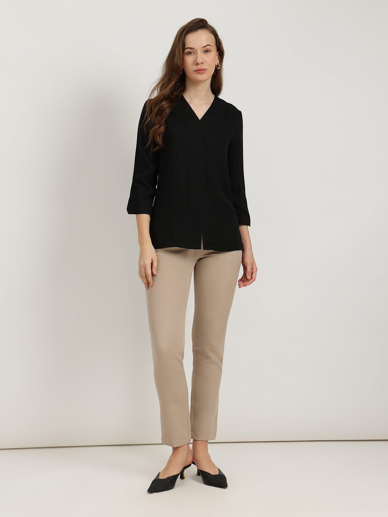 Cutout Sleeve Top - Black