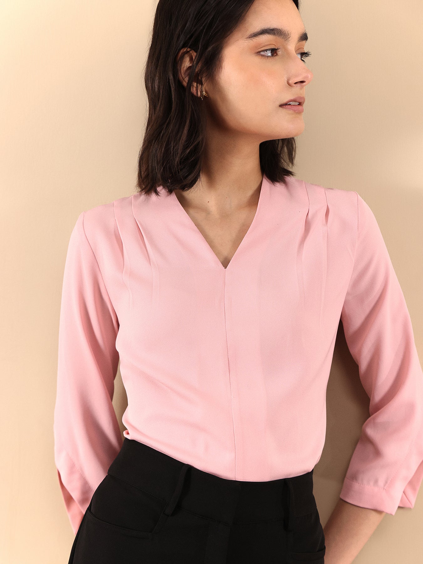 Pleat Detail Top - Dusty Pink