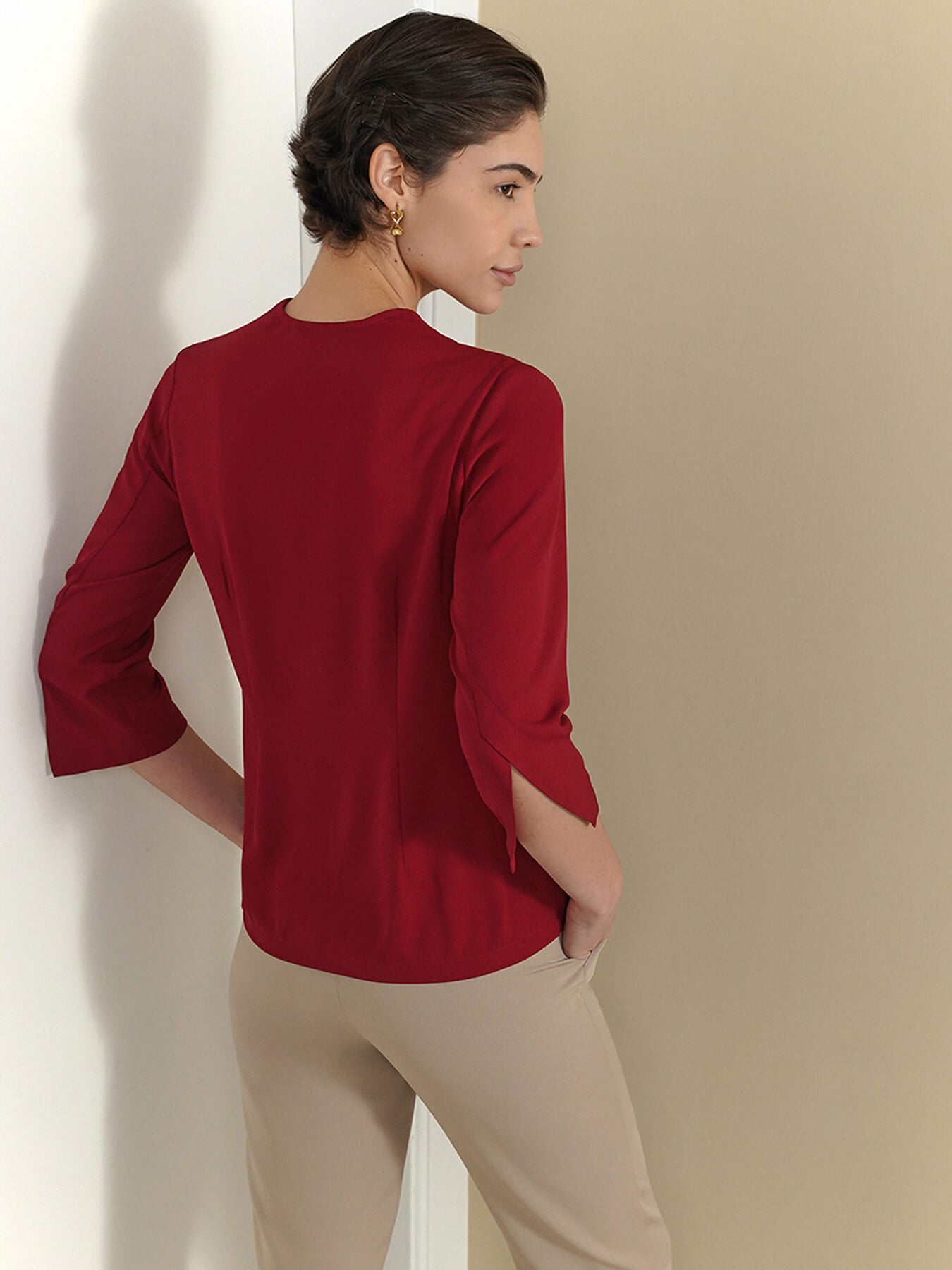 V-Neck Top - Maroon