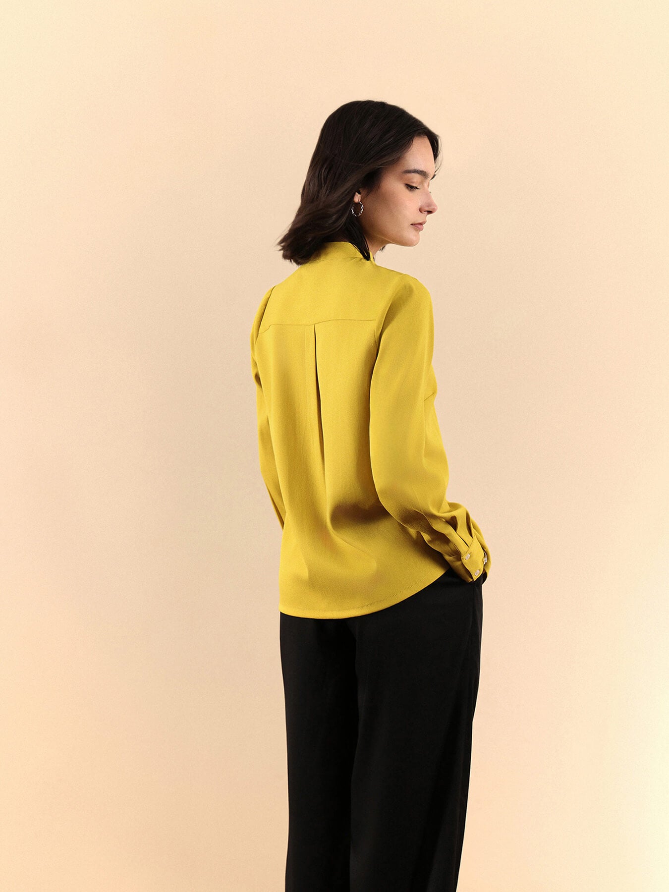 Tie Up Neck Top - Yellow