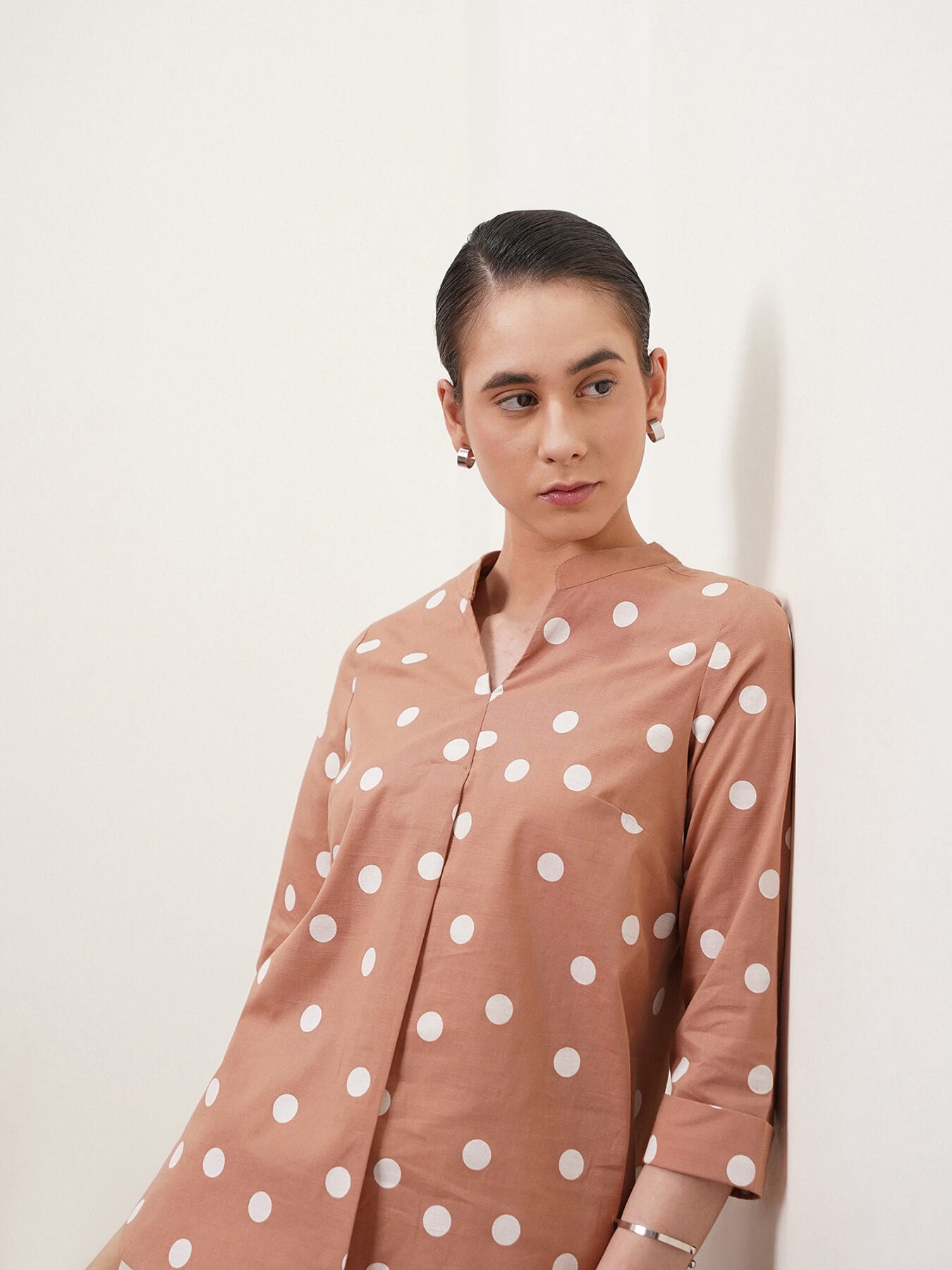 Linen Polka Dot Top - Pink And White