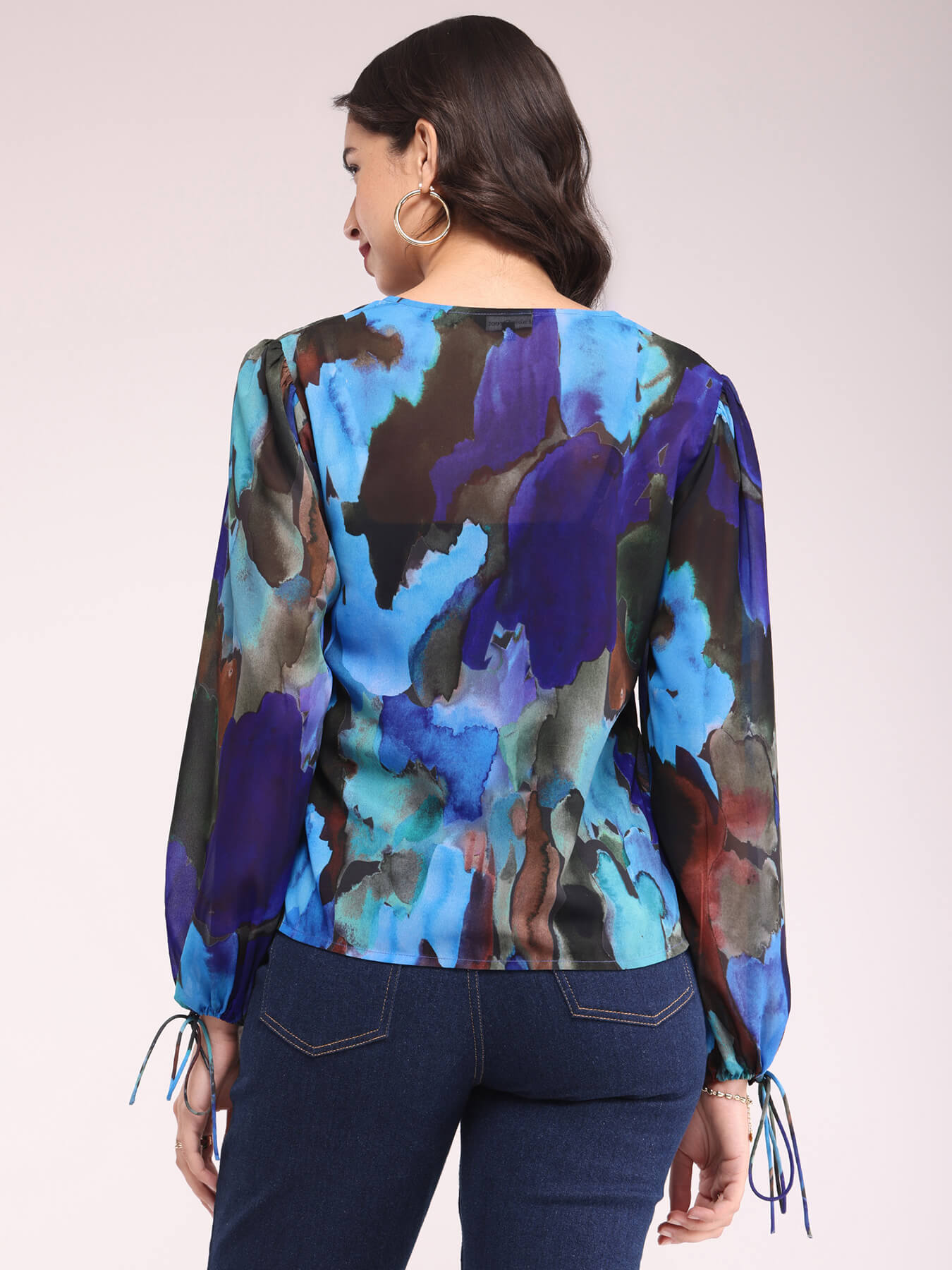 Abstract Print Top - Blue