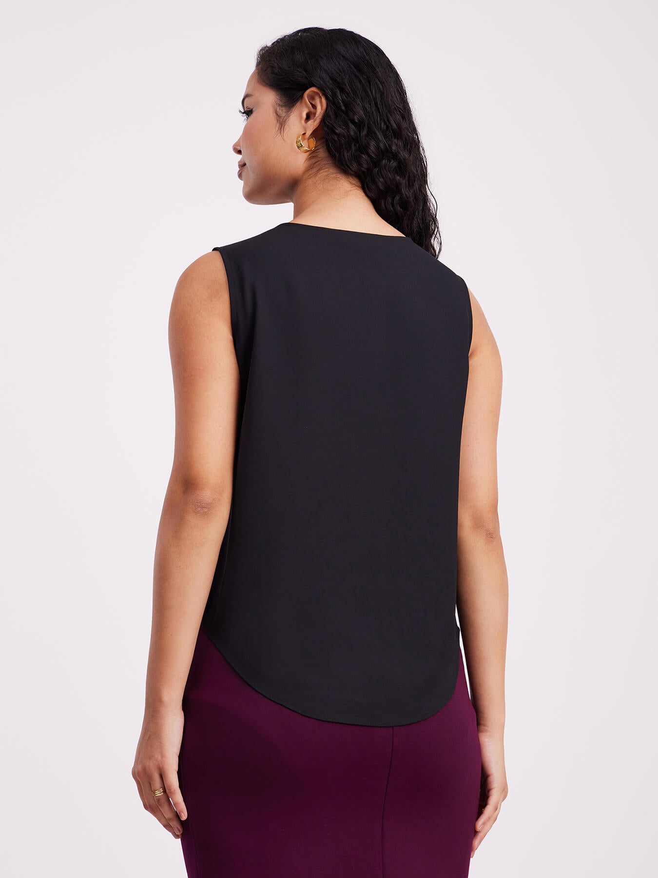 V Neck Sleeveless Top - Black