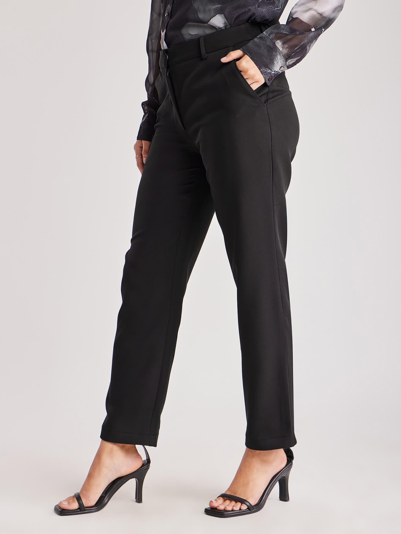 Straight Fit Trousers - Black