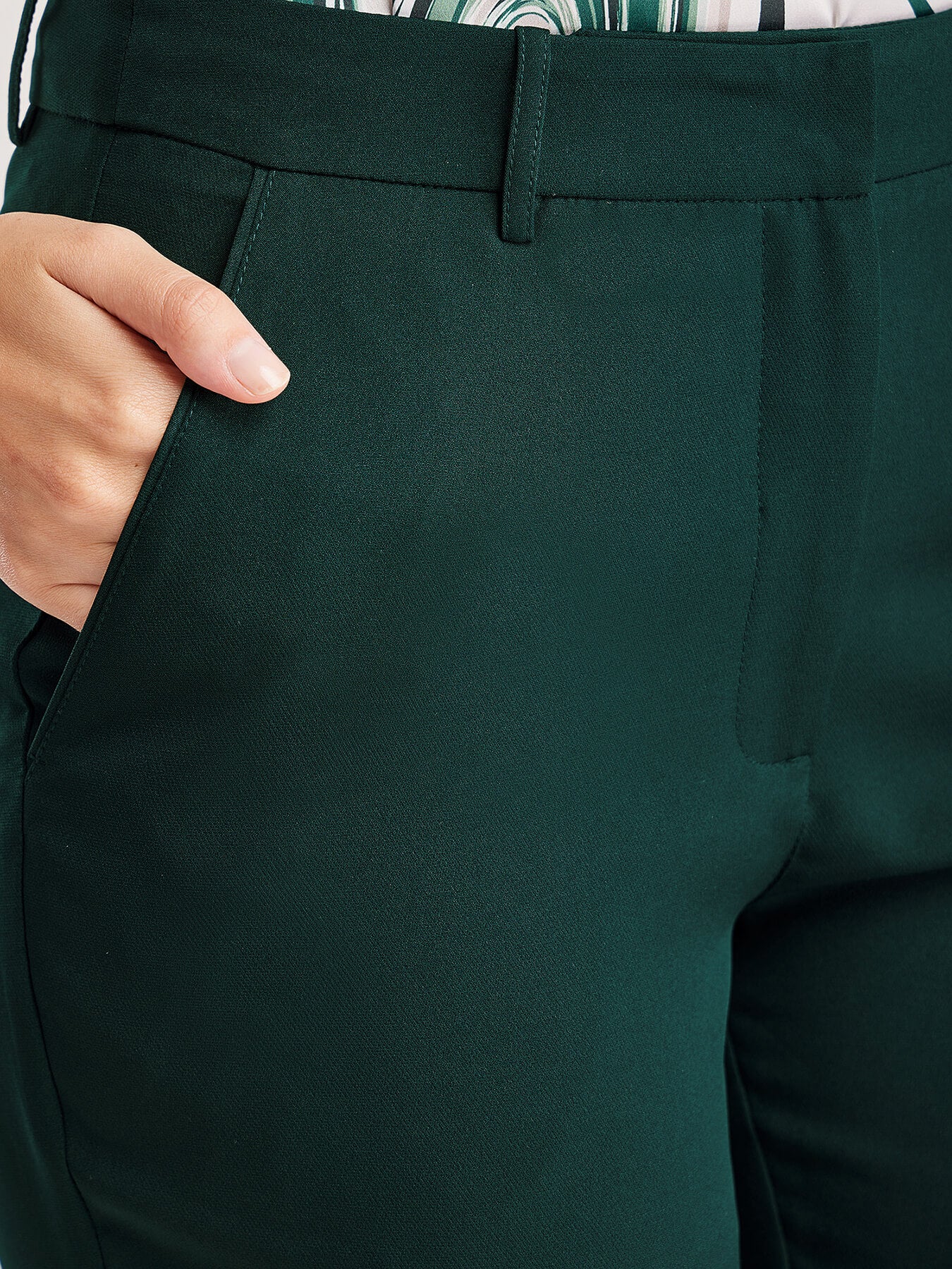Straight Fit Mid Rise Trousers - Bottle Green