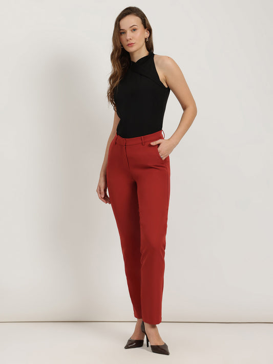 Straight Fit Trousers - Rust