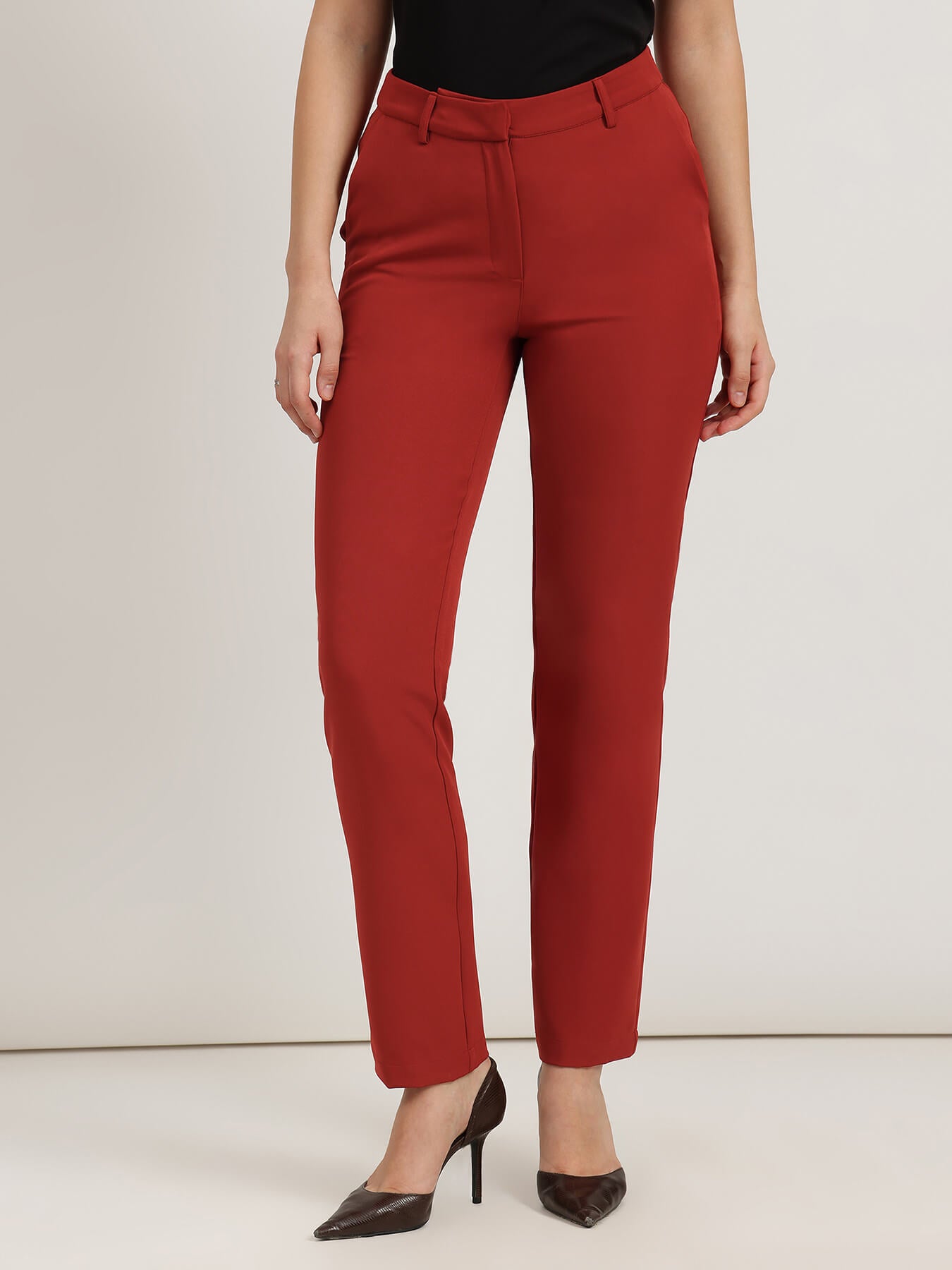 Straight Fit Trousers - Rust
