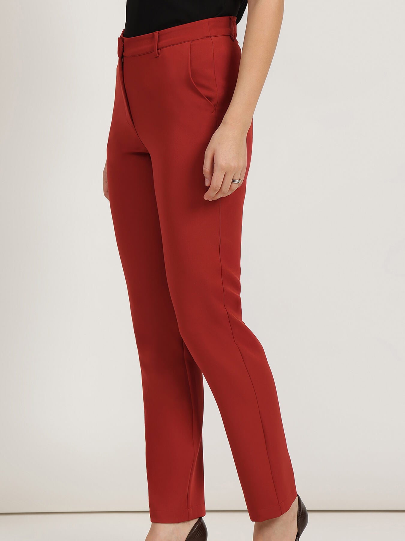 Straight Fit Trousers - Rust