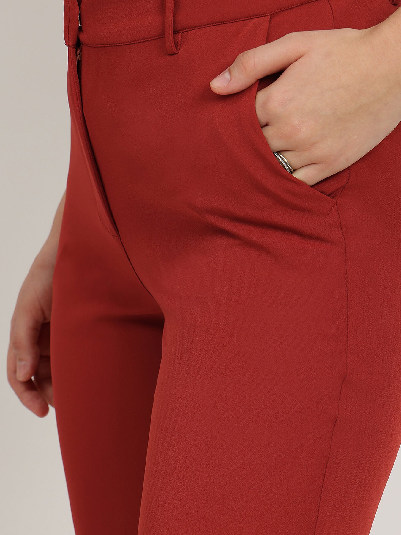 Straight Fit Trousers - Rust