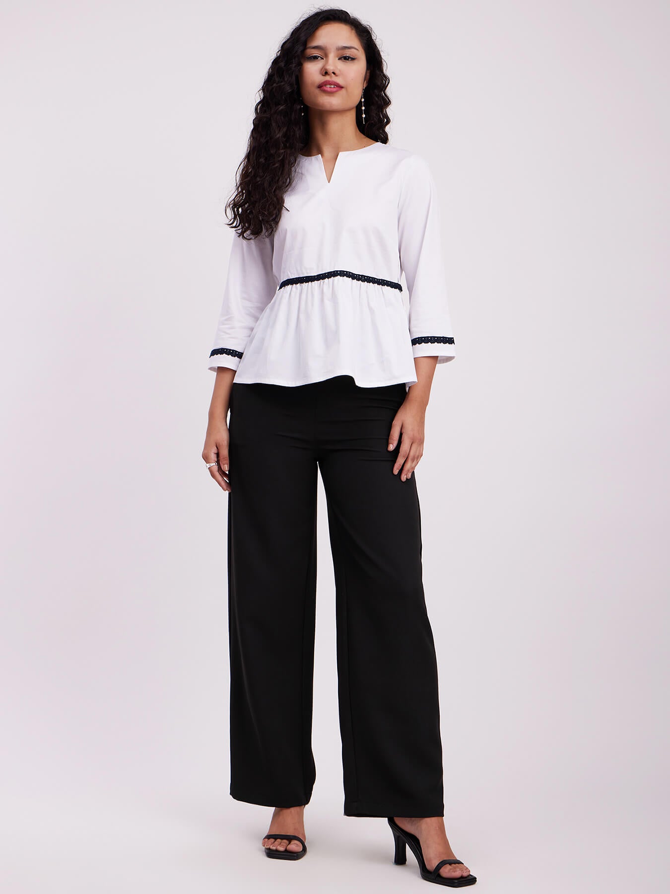 High Waist Wide Leg Trousers - Black