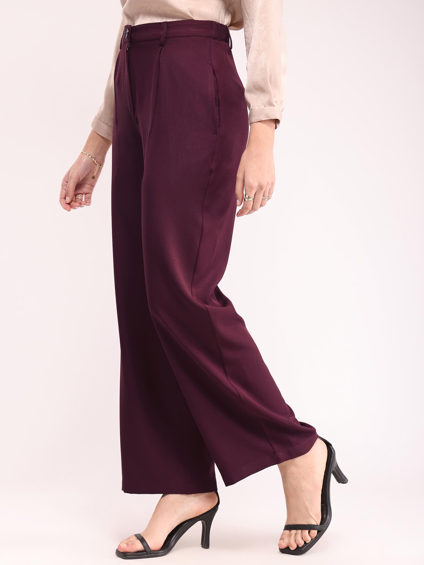 Wide Leg Trousers - Wine