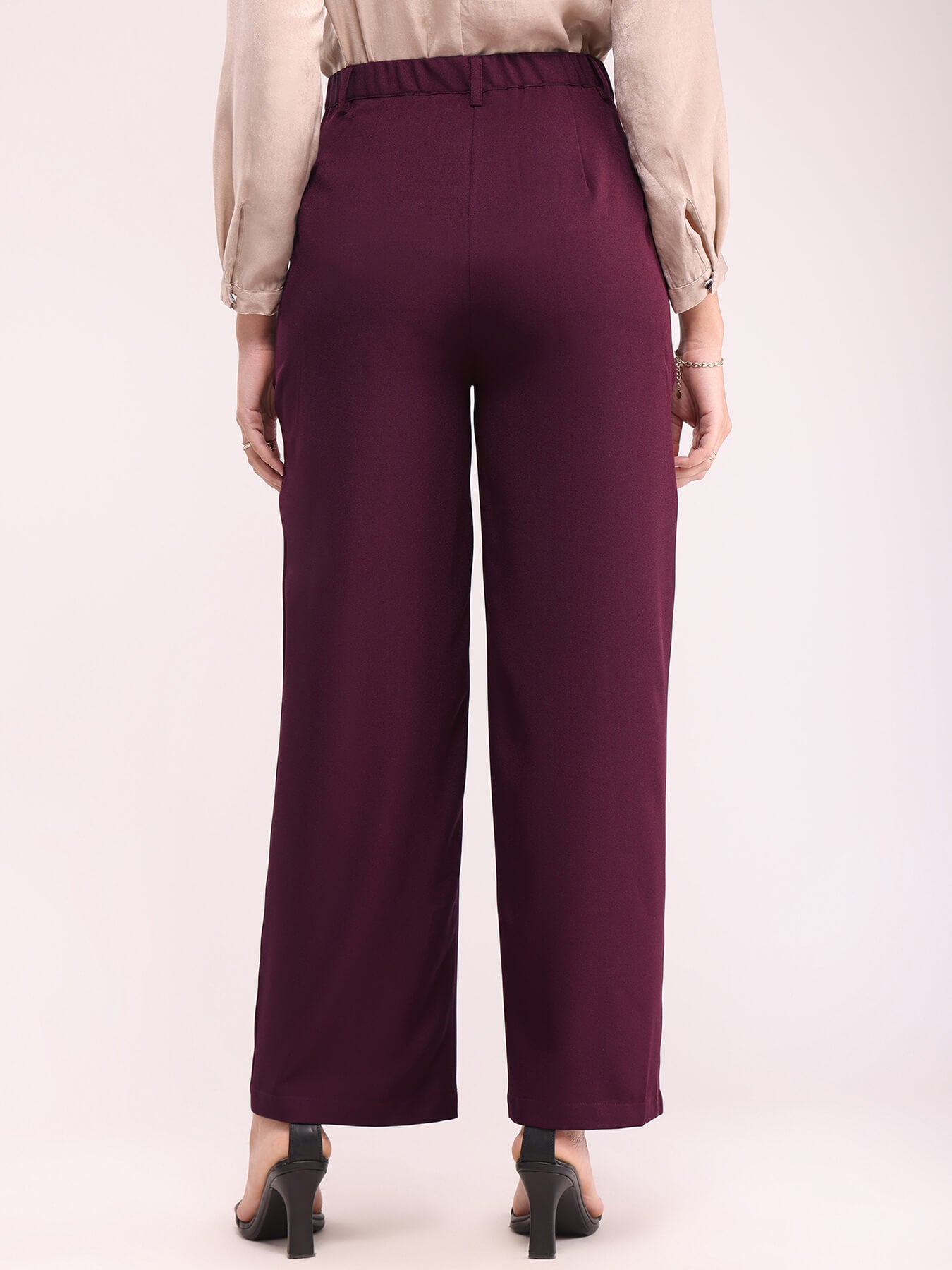 Wide Leg Trousers - Wine