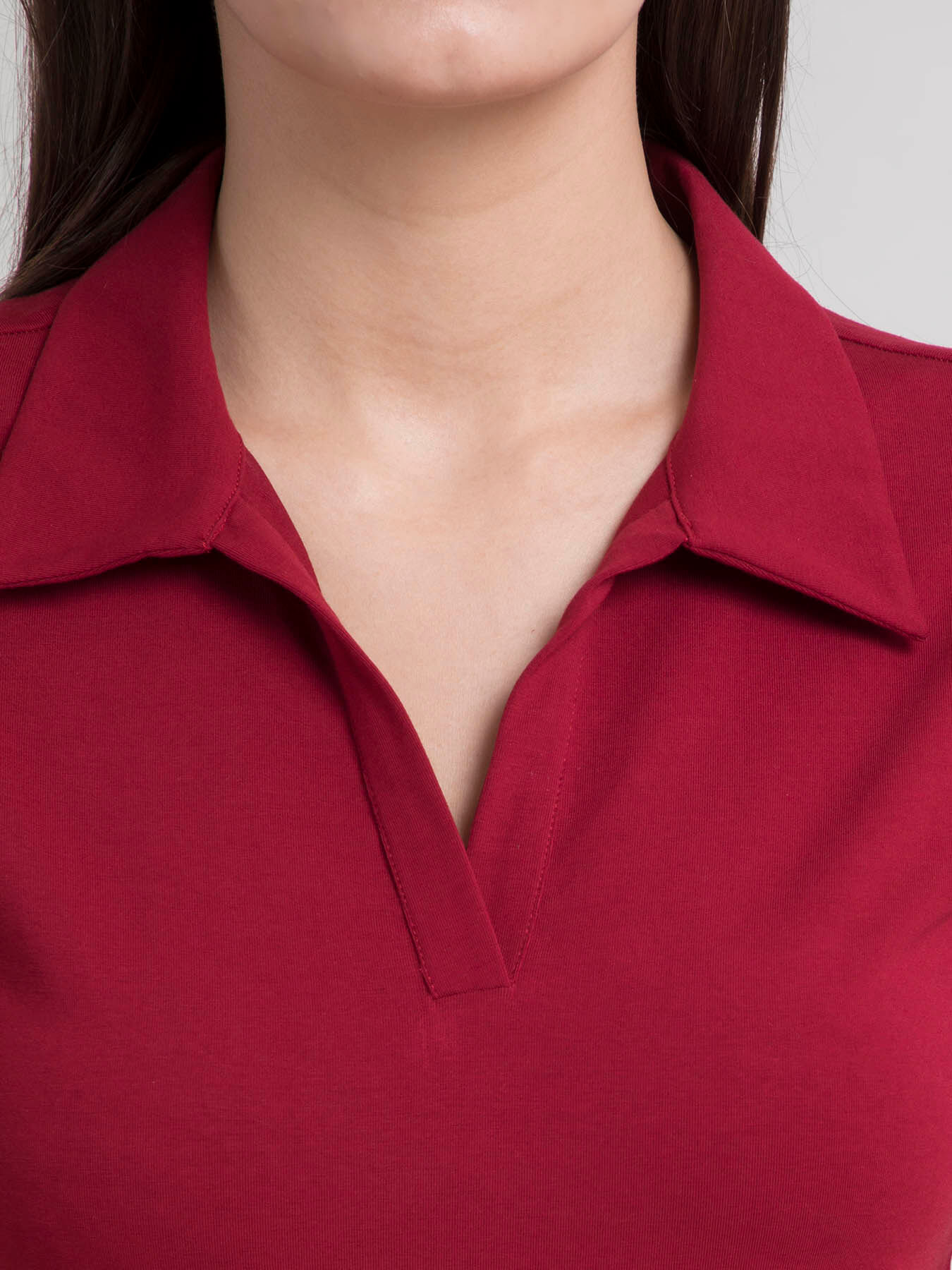 4 Way Stretch Collared LivIn T-shirt - Maroon