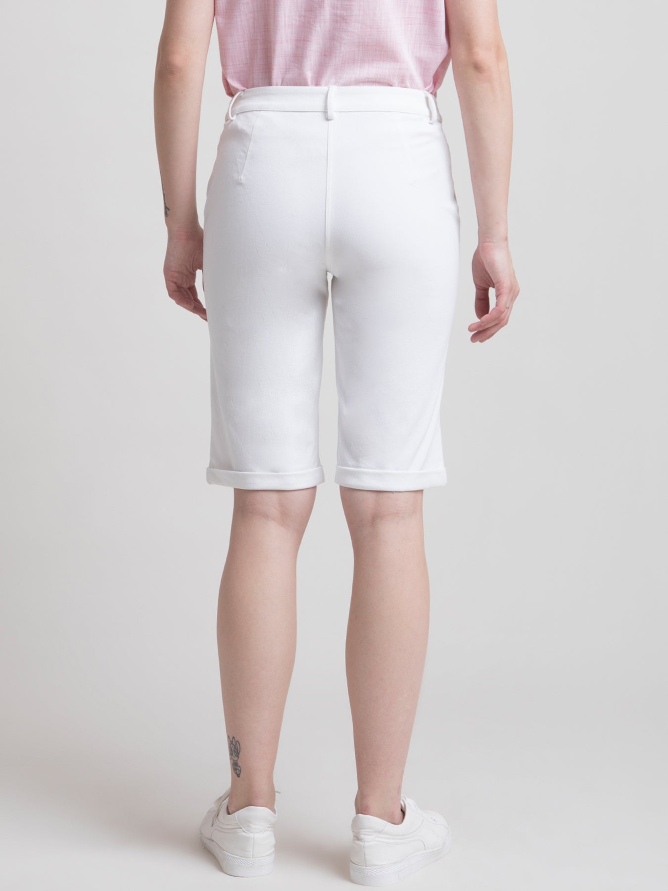 Cotton Above Knee Shorts - White
