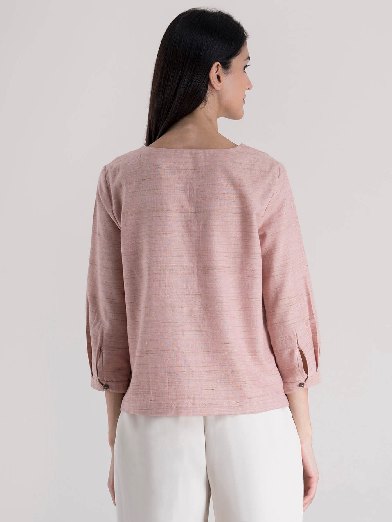 Cotton Button Detail Top - Pink