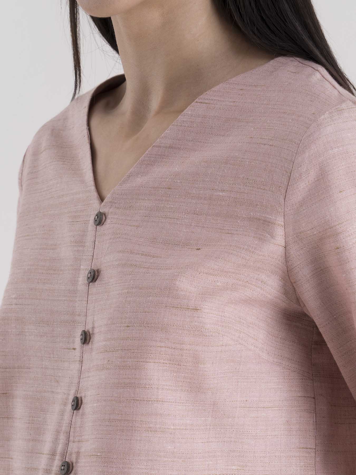 Cotton Button Detail Top - Pink