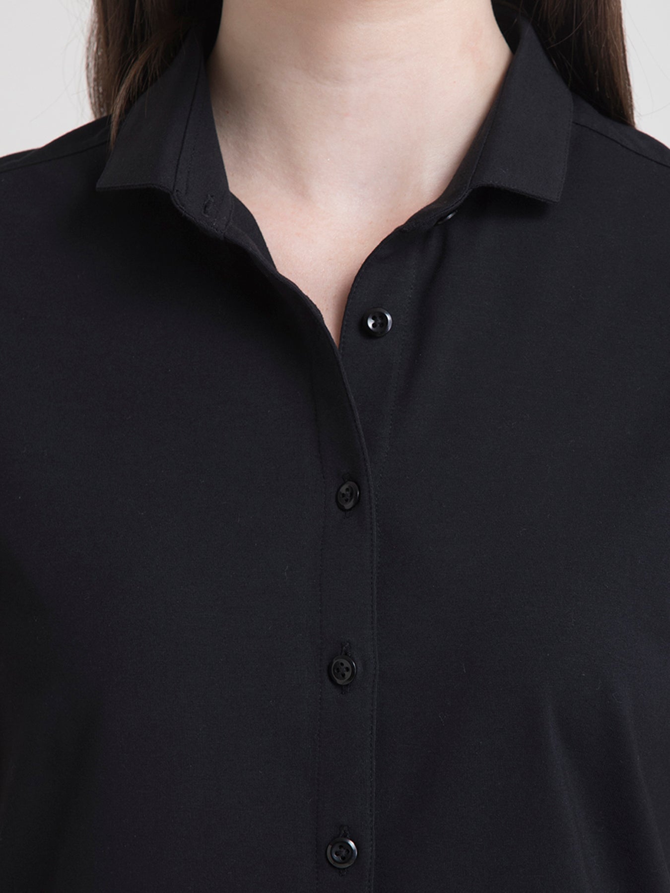 Cotton Knitted Shirt -Black