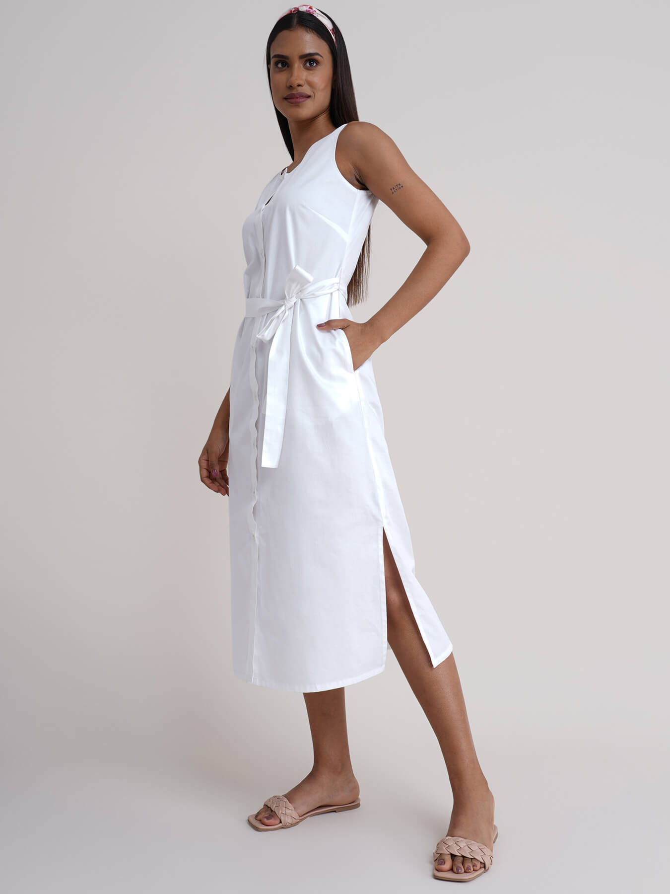 Cotton Shirt Dress - White