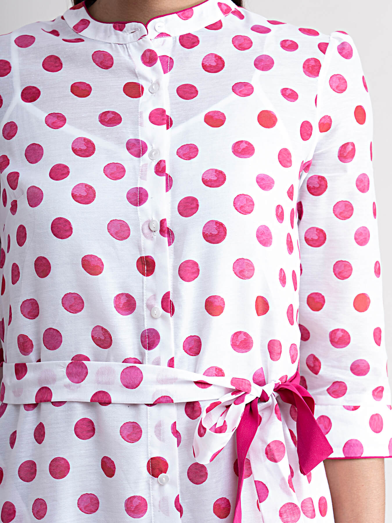 Chanderi Polka Dot Dress - White