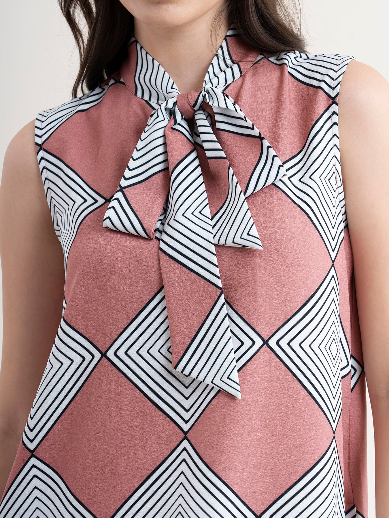 Geometric Print Dress - Dusty Pink