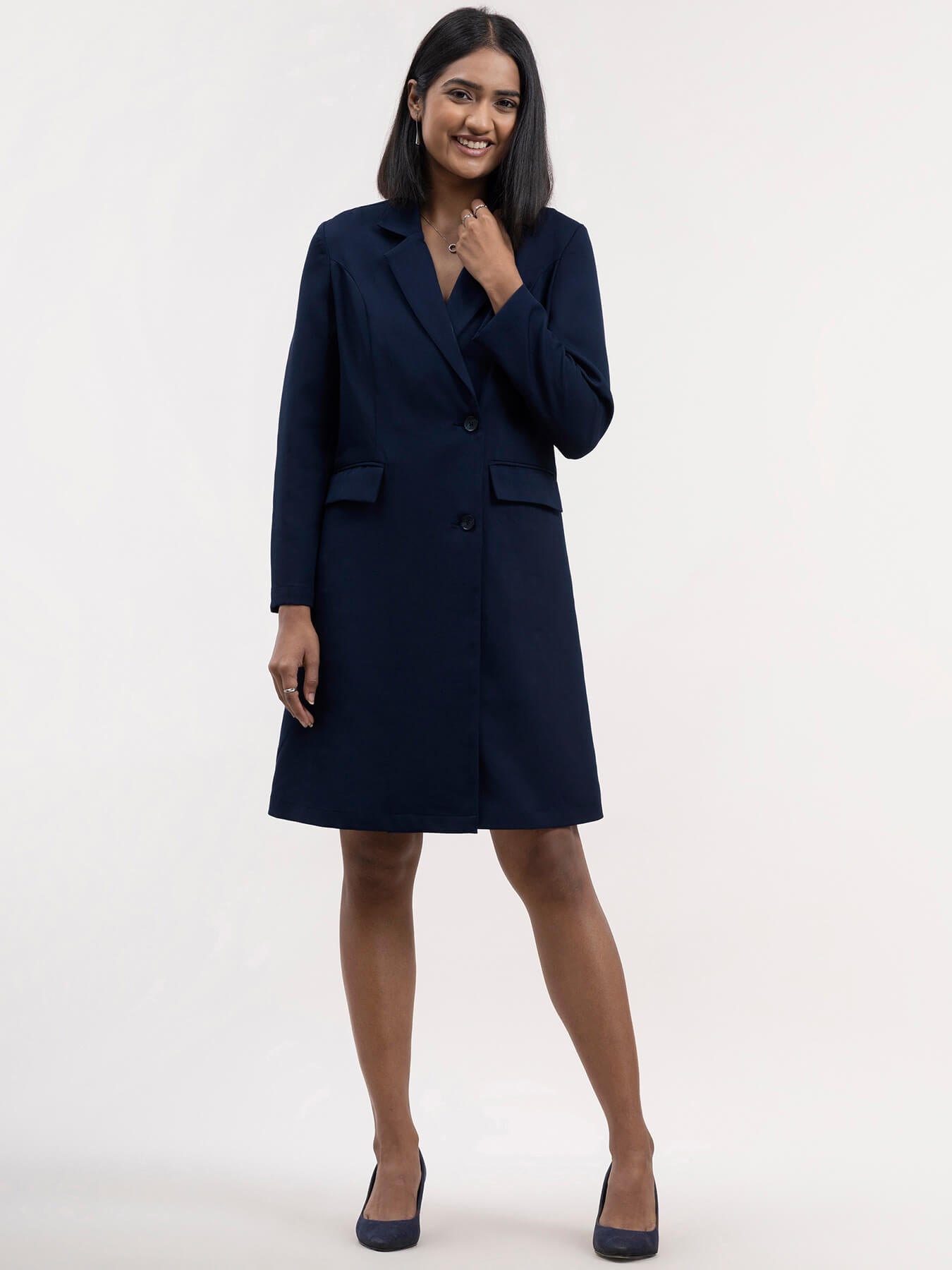 A Line Blazer Dress - Navy Blue| Formal Dresses