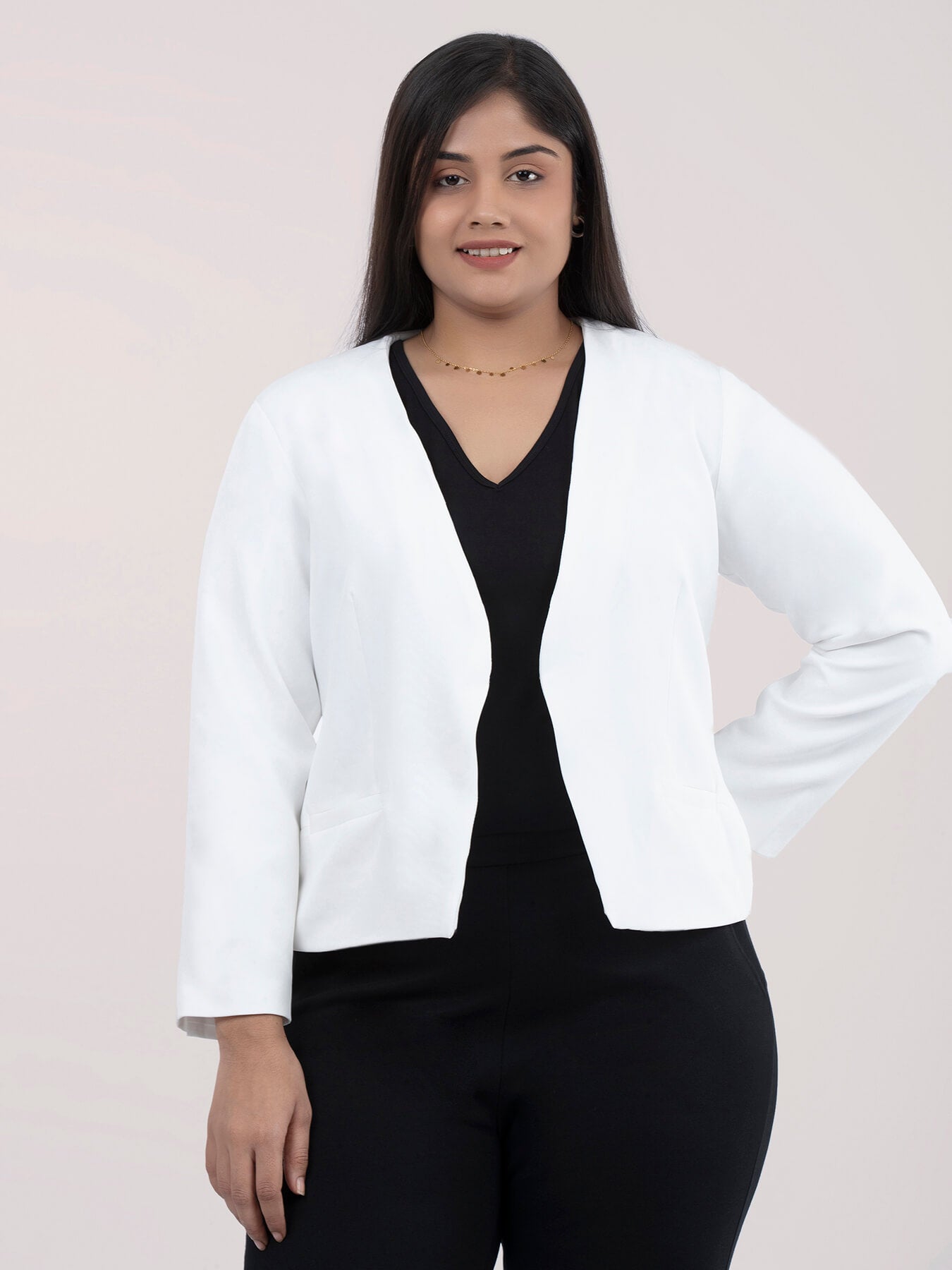 Open Front Blazer - White| Formal Jackets