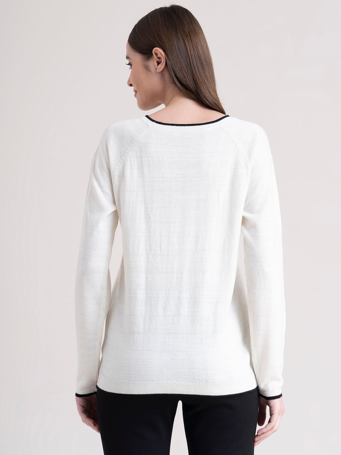 Raglan Sleeve Colour Block Sweater - White And Black