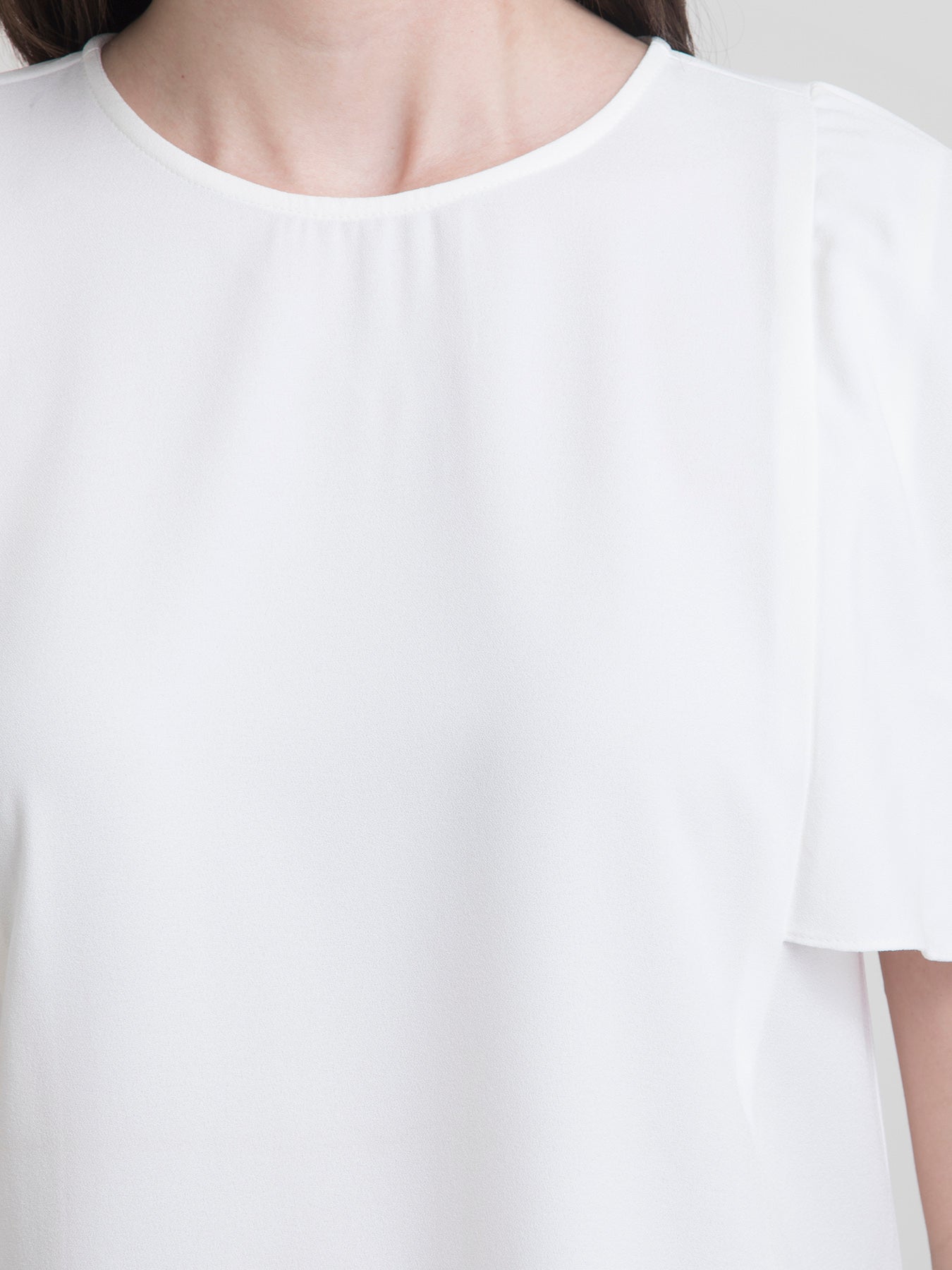Round Neck Cape Sleeve Top - White