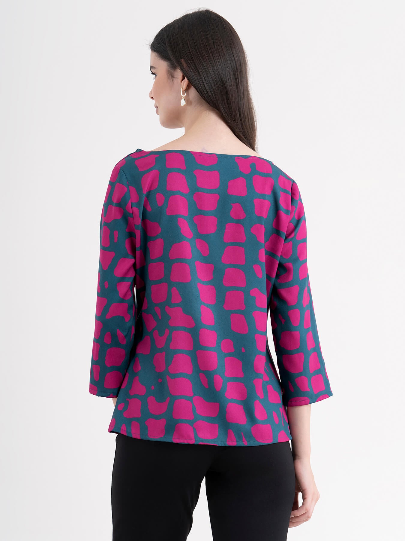 Animal Print Cowl Neck Top - Fuchsia| Formal Tops