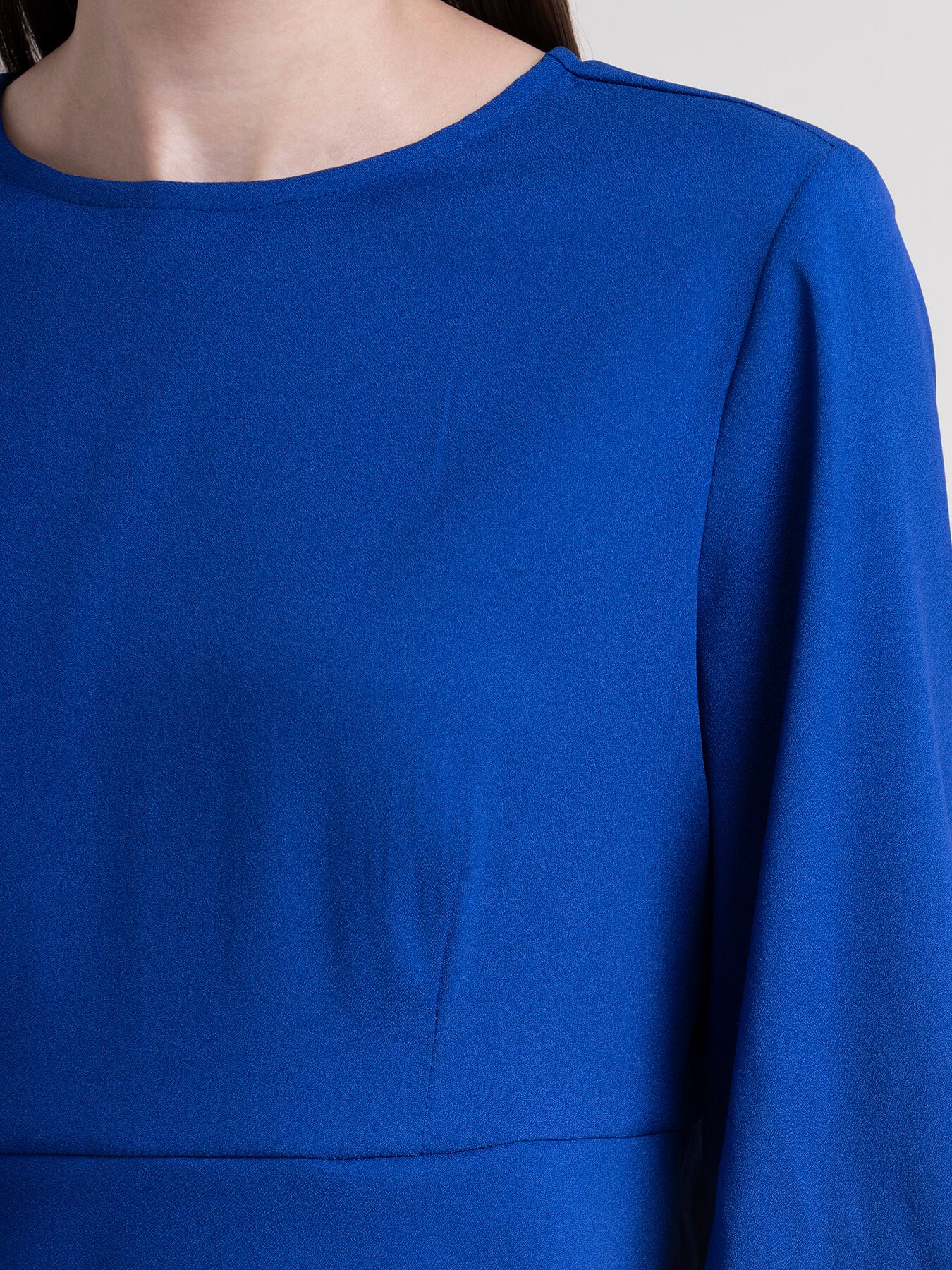 Round Neck Peplum Top - Blue