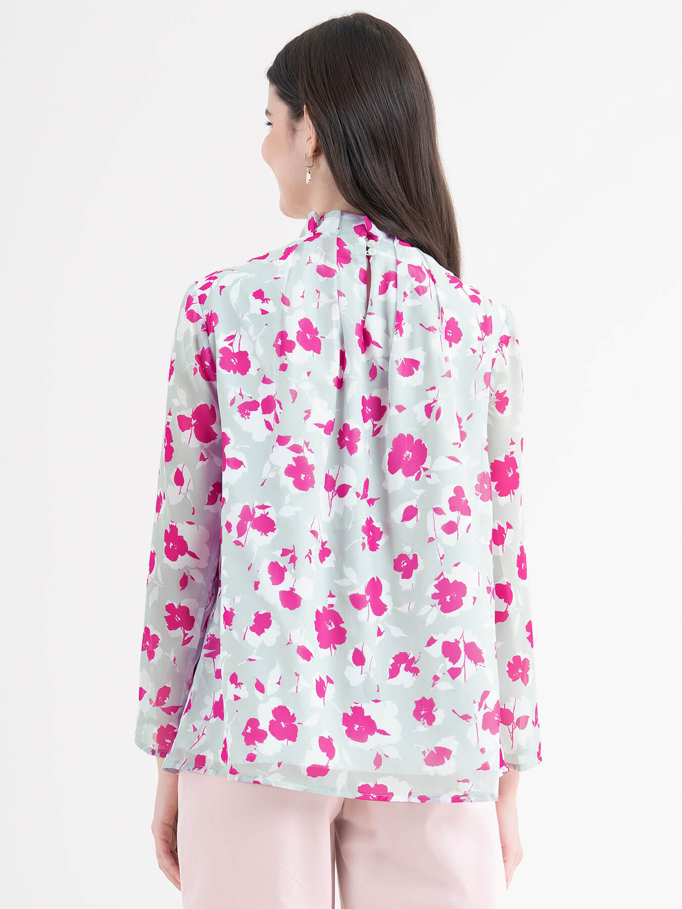 Floral Pleated Top - Sap Green