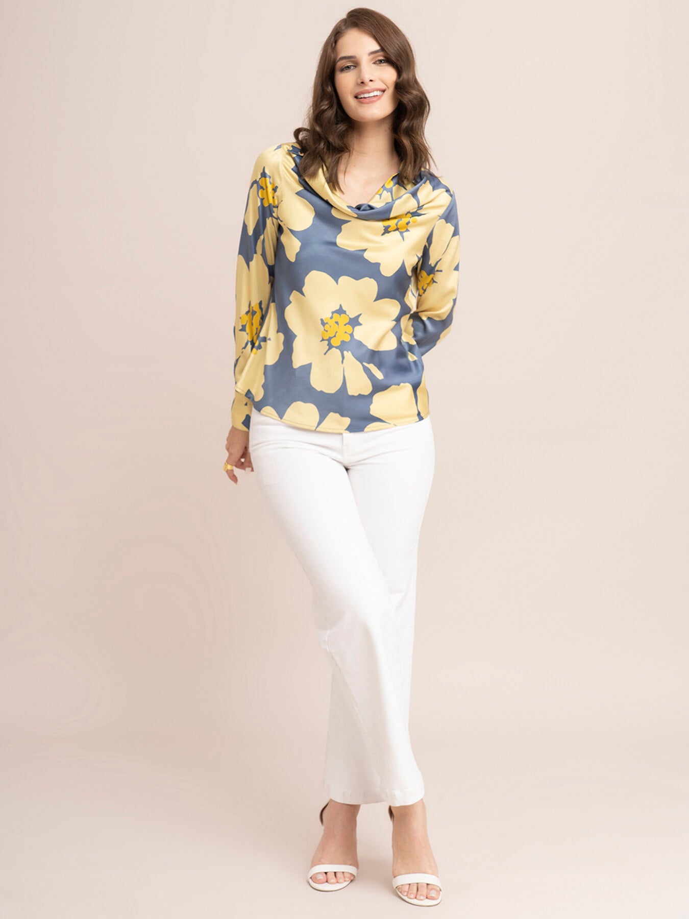 Floral Top - Yellow and Grey