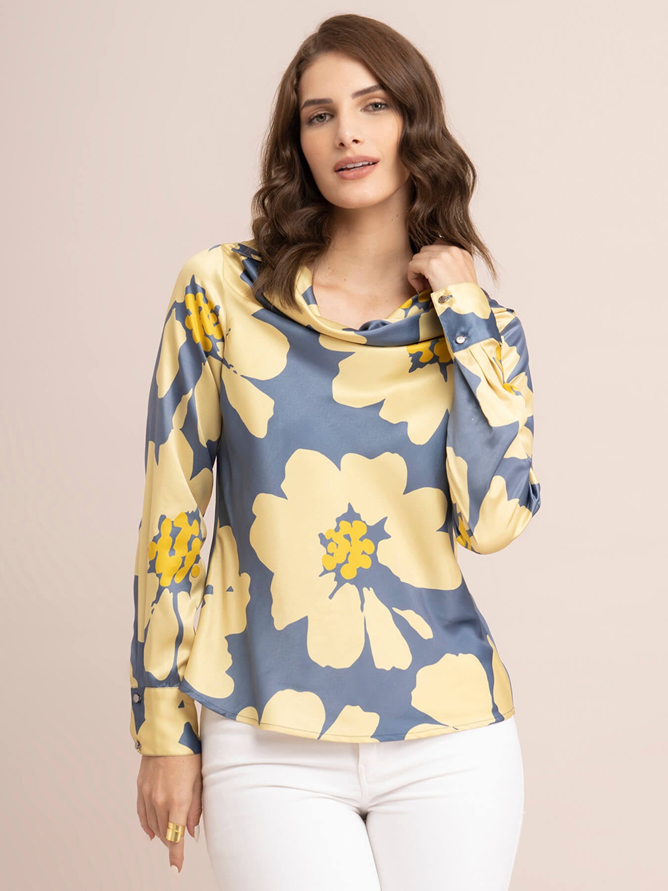 Floral Top - Yellow and Grey