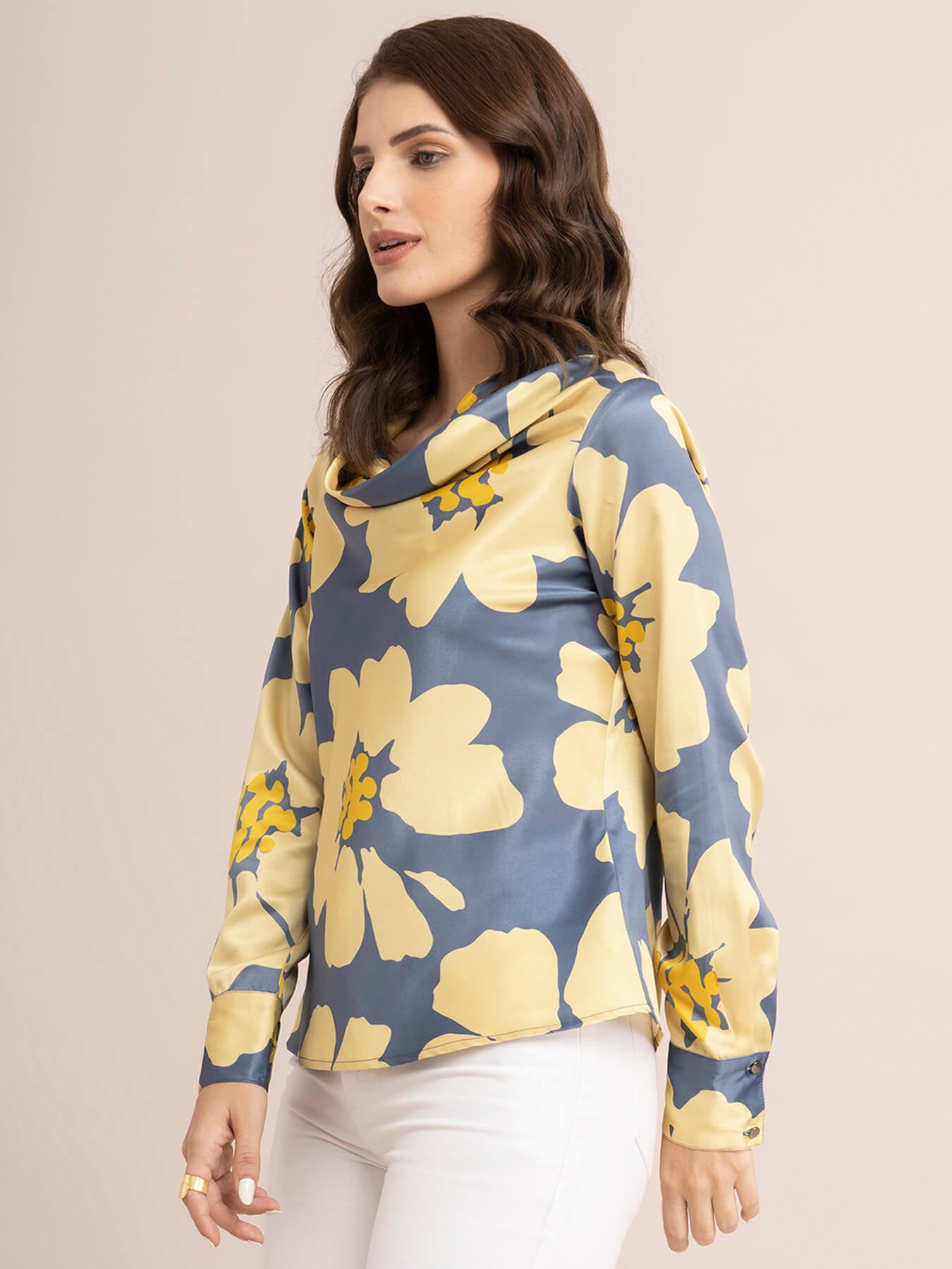 Floral Top - Yellow and Grey
