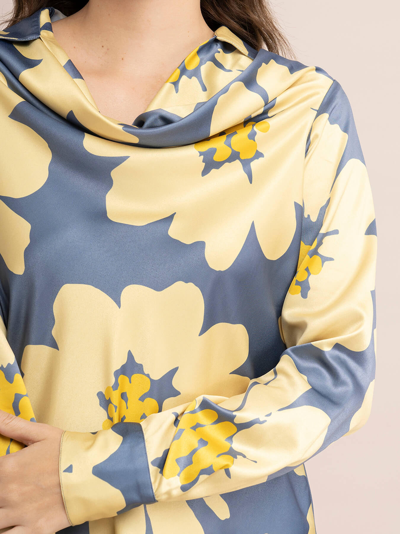 Floral Top - Yellow and Grey