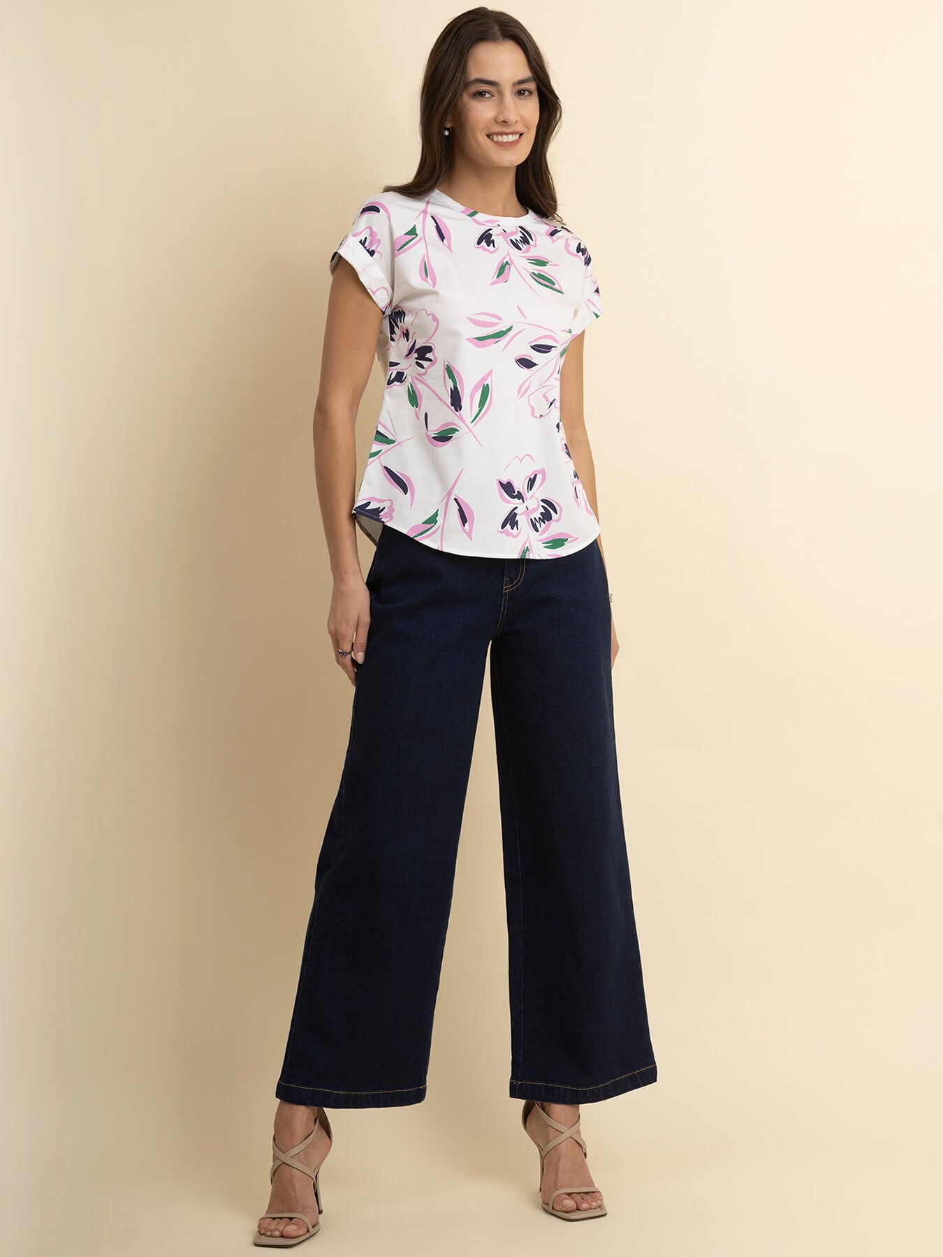 Cotton Drop Shoulder Top - White